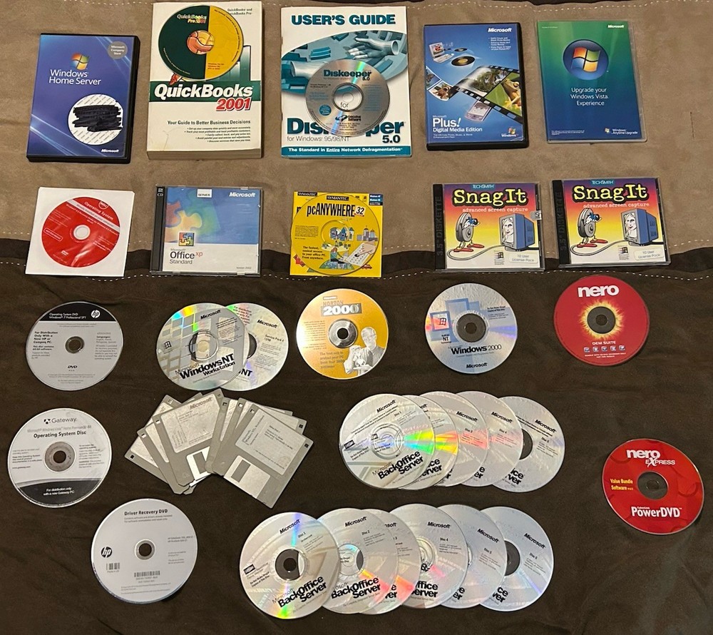 PC Software and Installation Media Lot (Microsoft Windows, Utilities. Etc.)
