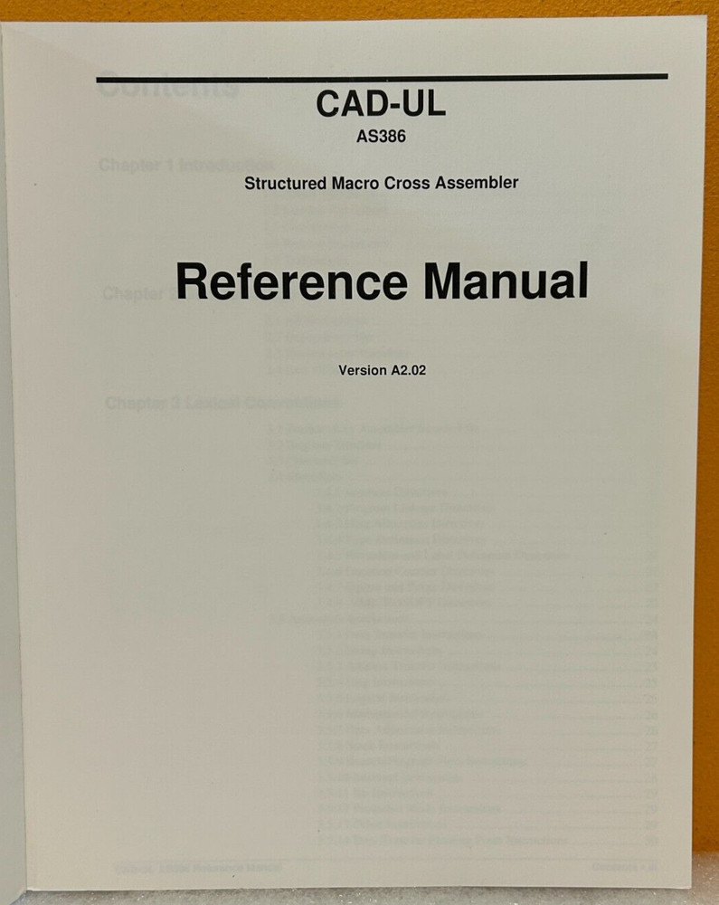 CAD-UL AS386 Structured Macro Cross Assembler Reference Manual.