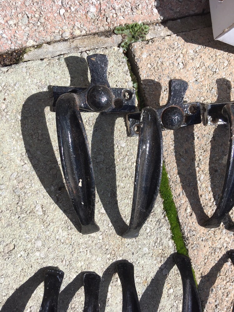 Solid head cast iron black antique window Scroll Handle 13cm