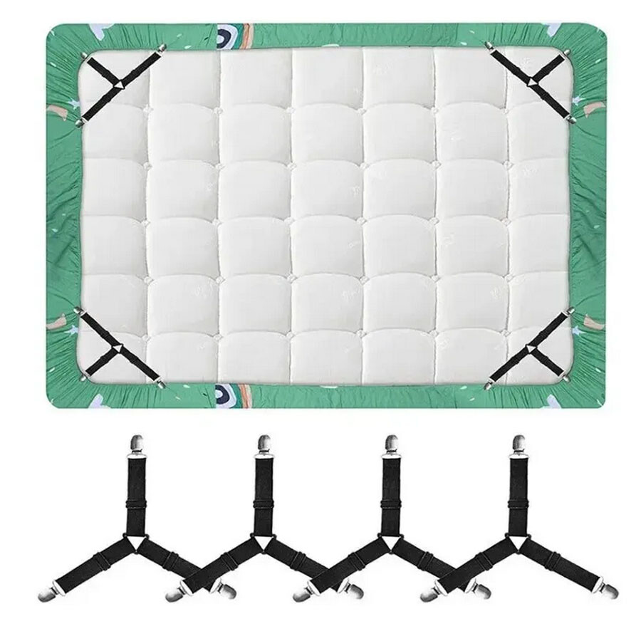 4x Four-corner Adjustable Elastic Fixing Clips Tablecloth Fixed Bed Sheet Clips