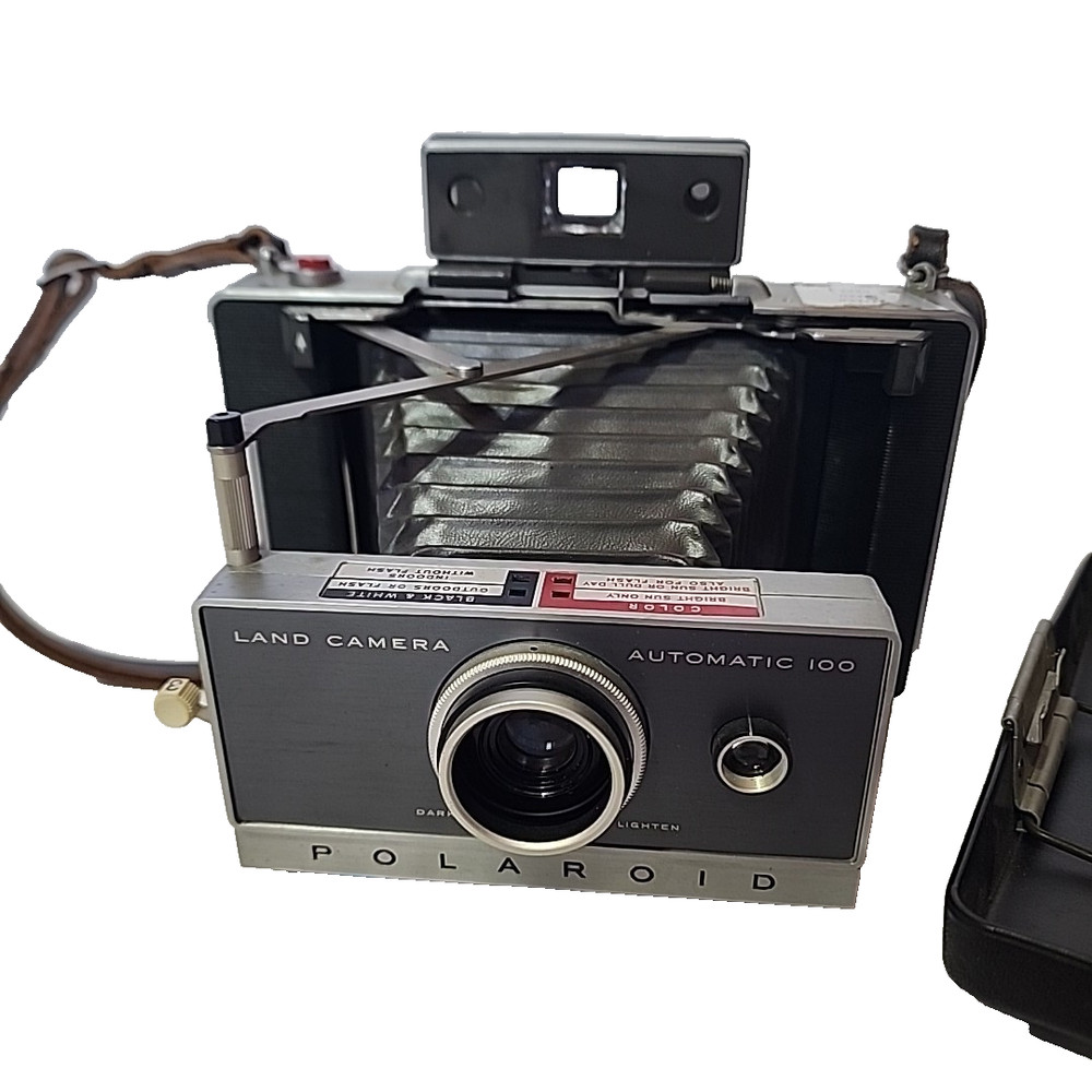 Polaroid Land Camera Automatic 100 Foldable Strap Untested As-Is