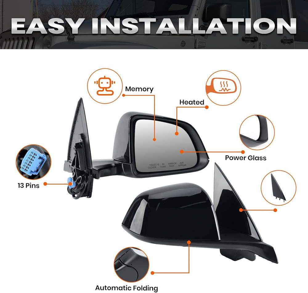 Right Passenger Side Mirror Compatible with Tesla Model Y 2020-2024 Replacement