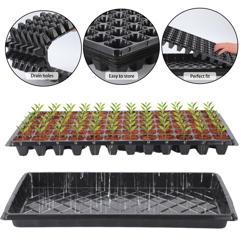 (20Pack) 72-Cell Seed Starter Trays with Dibber, 10 Pack Nursery Starting wit...