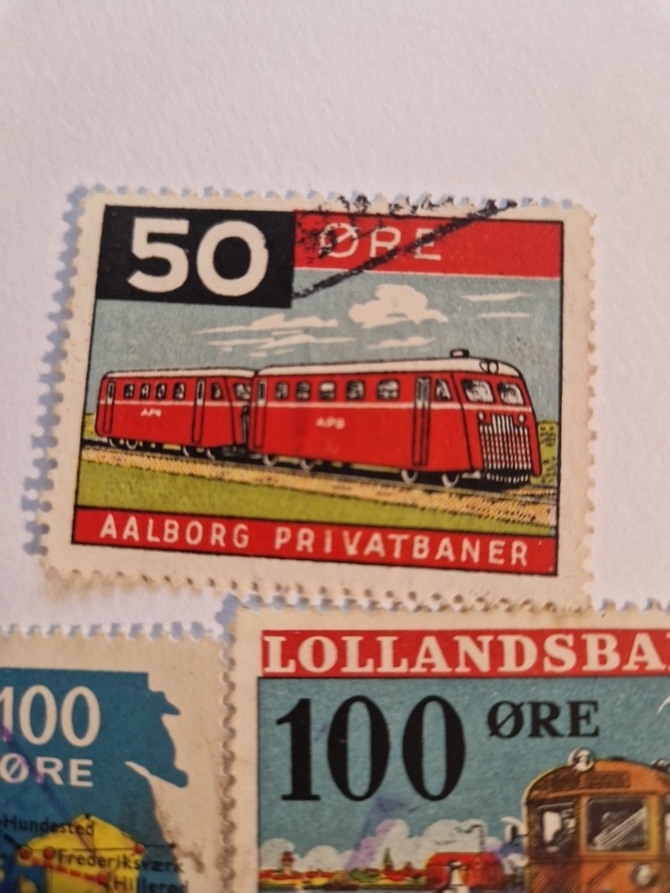 Denmark Three Train Collectable/Prop Stamps