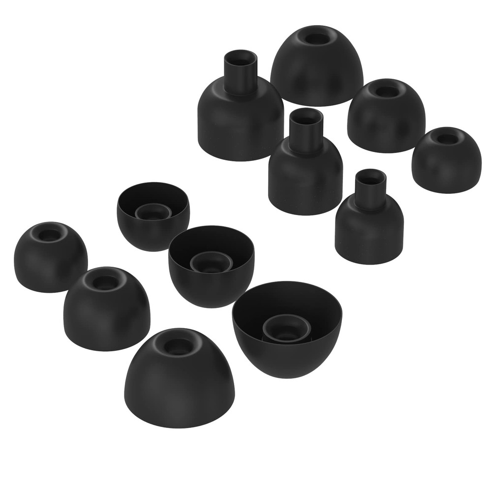 6 Pairs Replacement Silicone Ear Tips Earbuds Buds Set large, Black