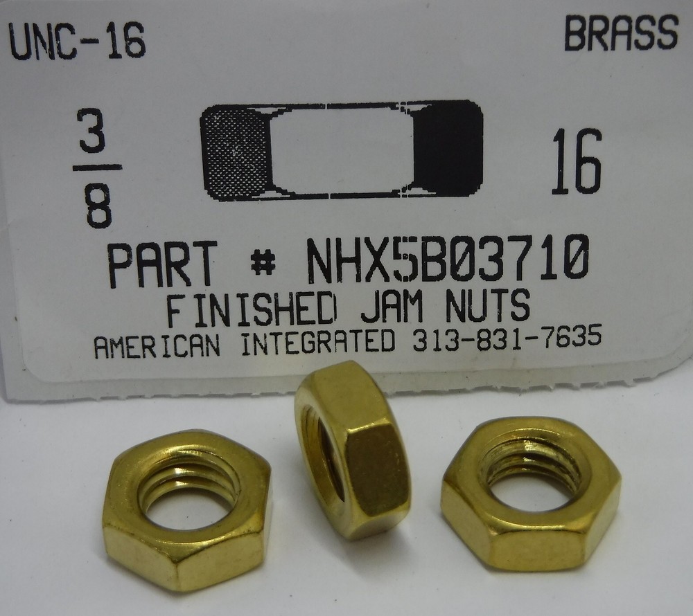 3/8-16 Hex Jam Nuts Solid Brass (10)
