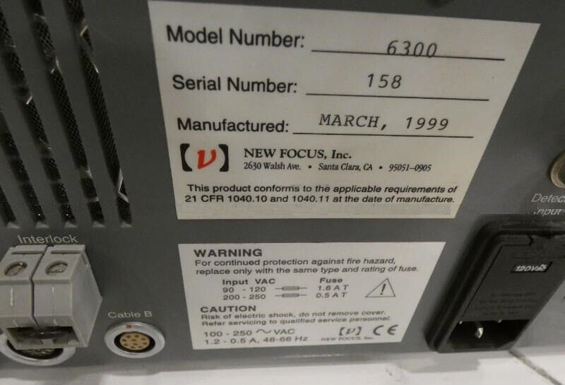 New Focus Tunable Diode Laser System Model: Velocity 6300