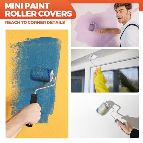 50 Pcs Microfiber Mini Paint Rollers High Density Microfiber Paint 2 Inch