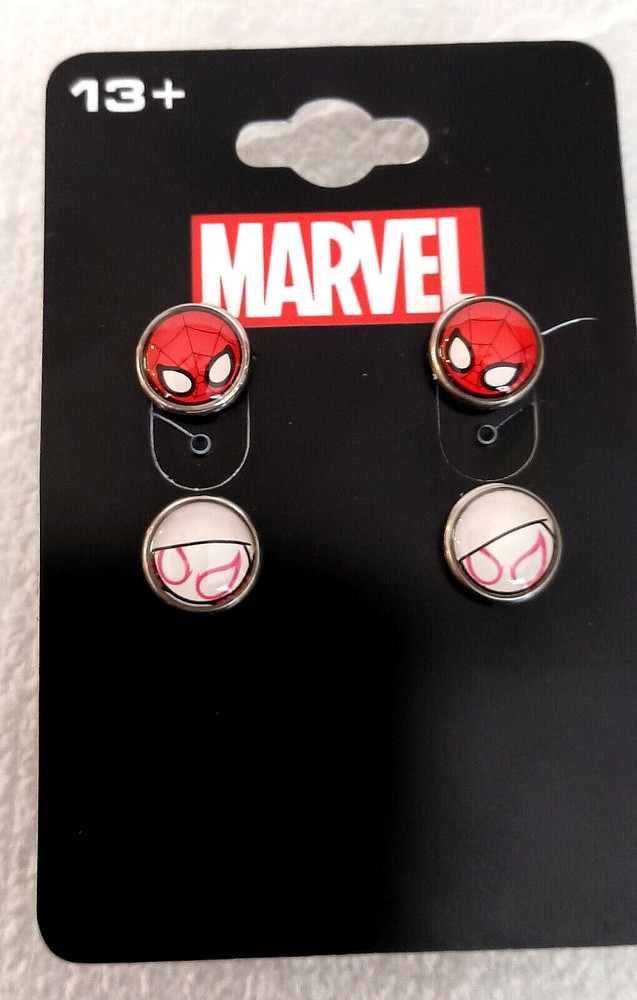 Marvel Comics Spider-Man & Spider Gwen Ghost Post Stud Earrings New NOS MOC