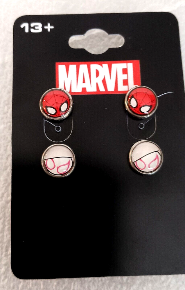 Marvel Comics Spider-Man & Spider Gwen Ghost Post Stud Earrings New NOS MOC