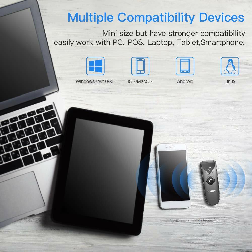 Eyoyo Wireless Bluetooth Barcode Scanner 1D 2D QR Code Reader For IOS Android US