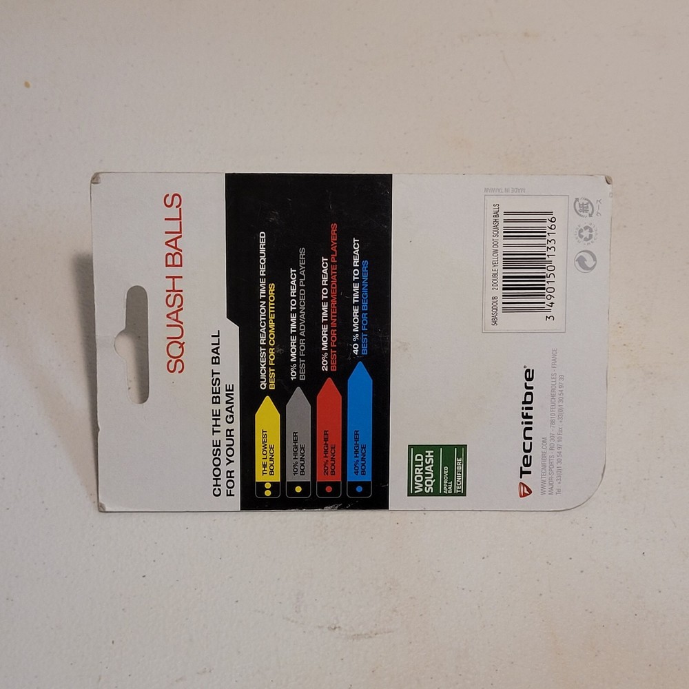 Tecnifibre Double Yellow Dot Squash Balls 2 Pack