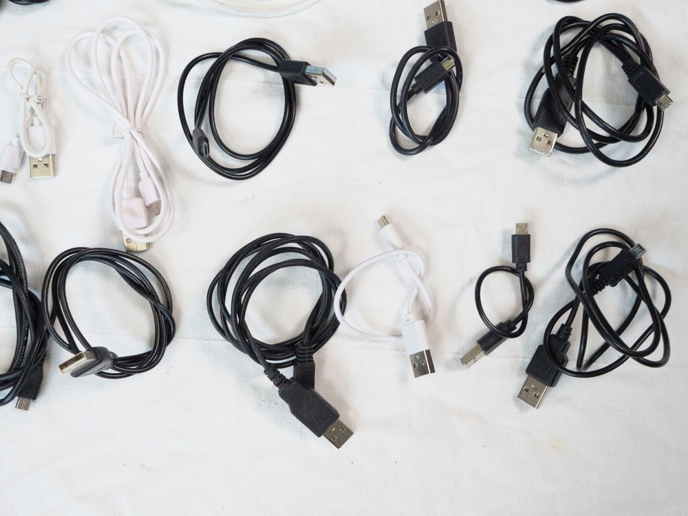 Lot of Assorted Micro + Mini+ USBC +Printer Cables/ Cords USB, USB-C, Micro-USB