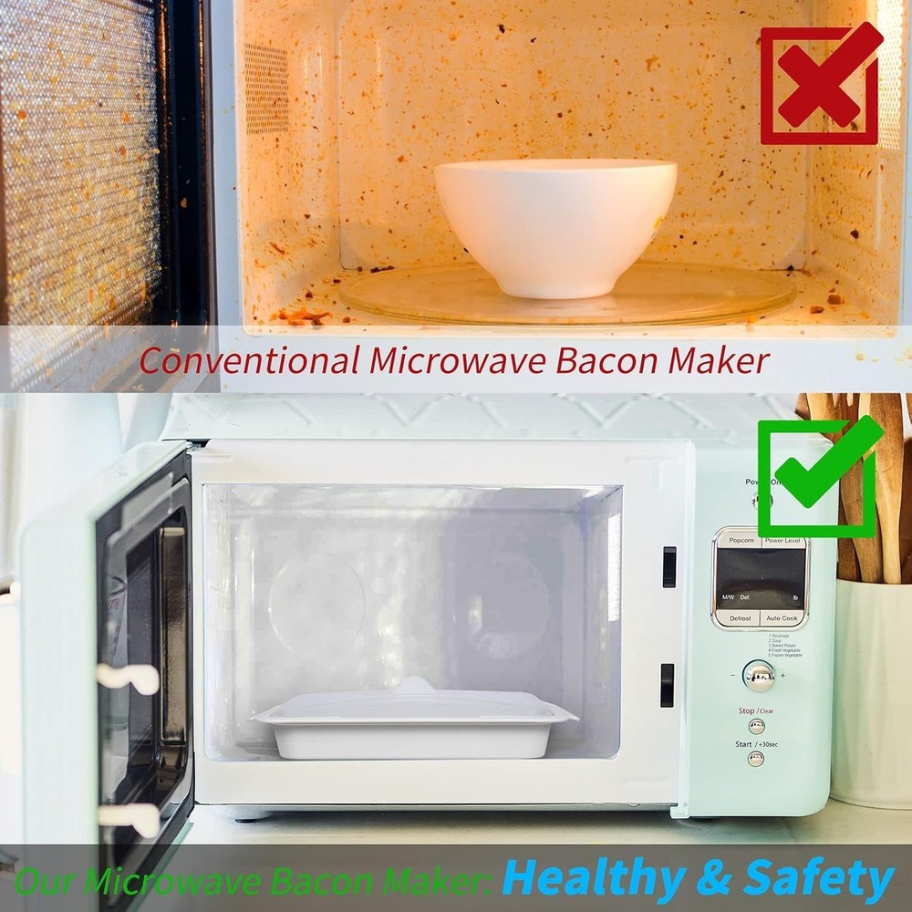 Non-Stick Microwave Bacon Maker with Lid - Fast & Easy Bacon Cooking Solution