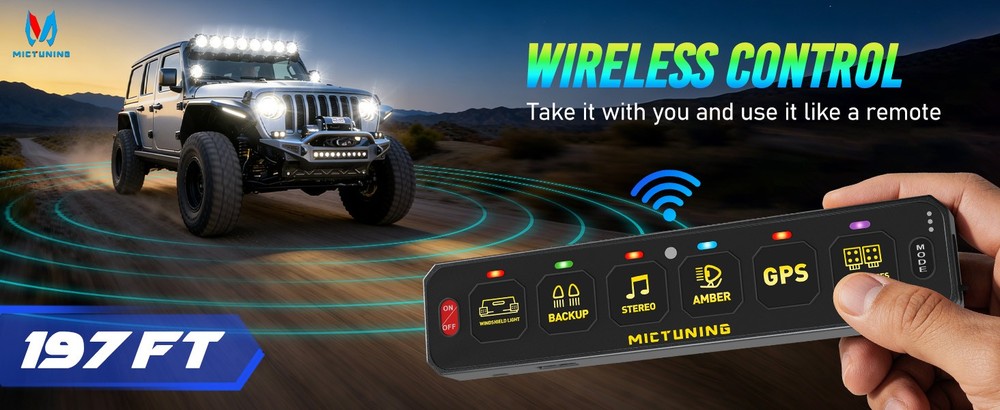 MICTUNING MS600 Wireless 6 Gang LED Touch Switch Panel Slim Circuit Relay System