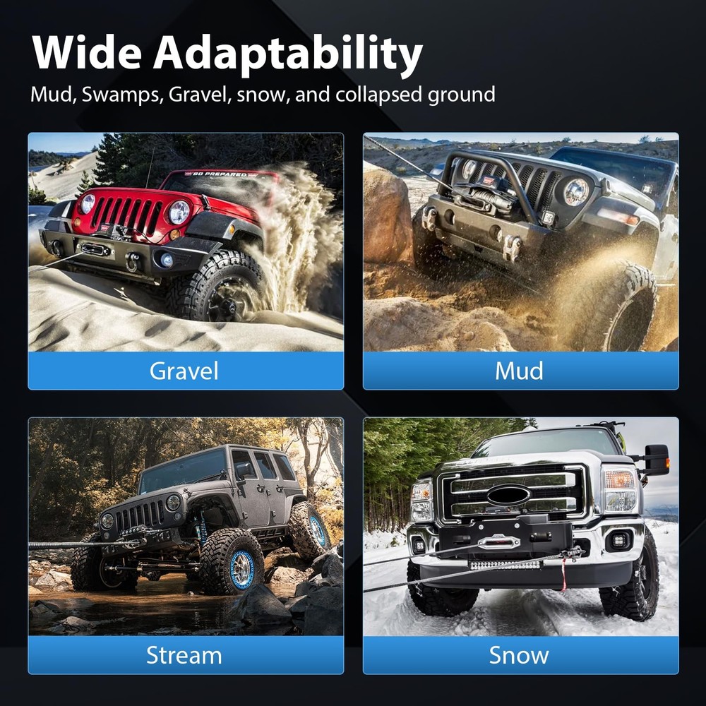 8000LBS Winch Kit Steel Cable Wireless Remote Control Box