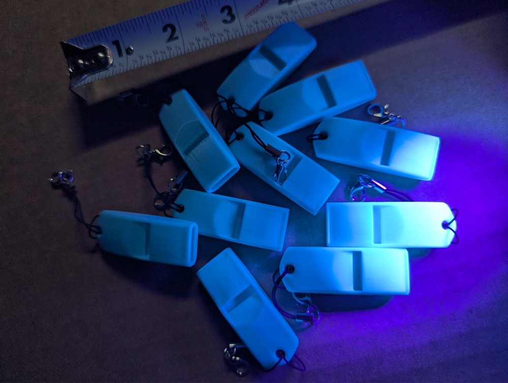 Safety Emergency Whistle Keychain 3D Printed GITD Blue