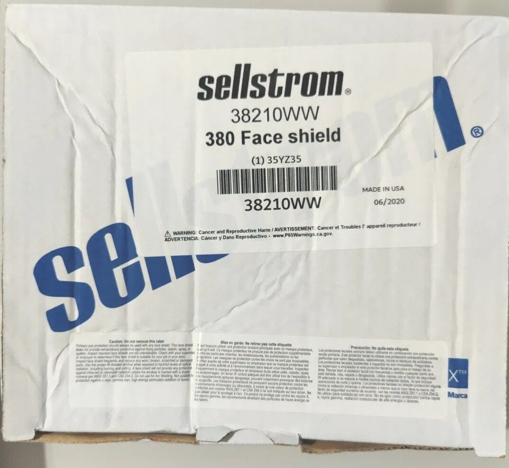 SELLSTROM Face Shield Visor: Clear, Polycarbonate, 6.5 in Visor Ht