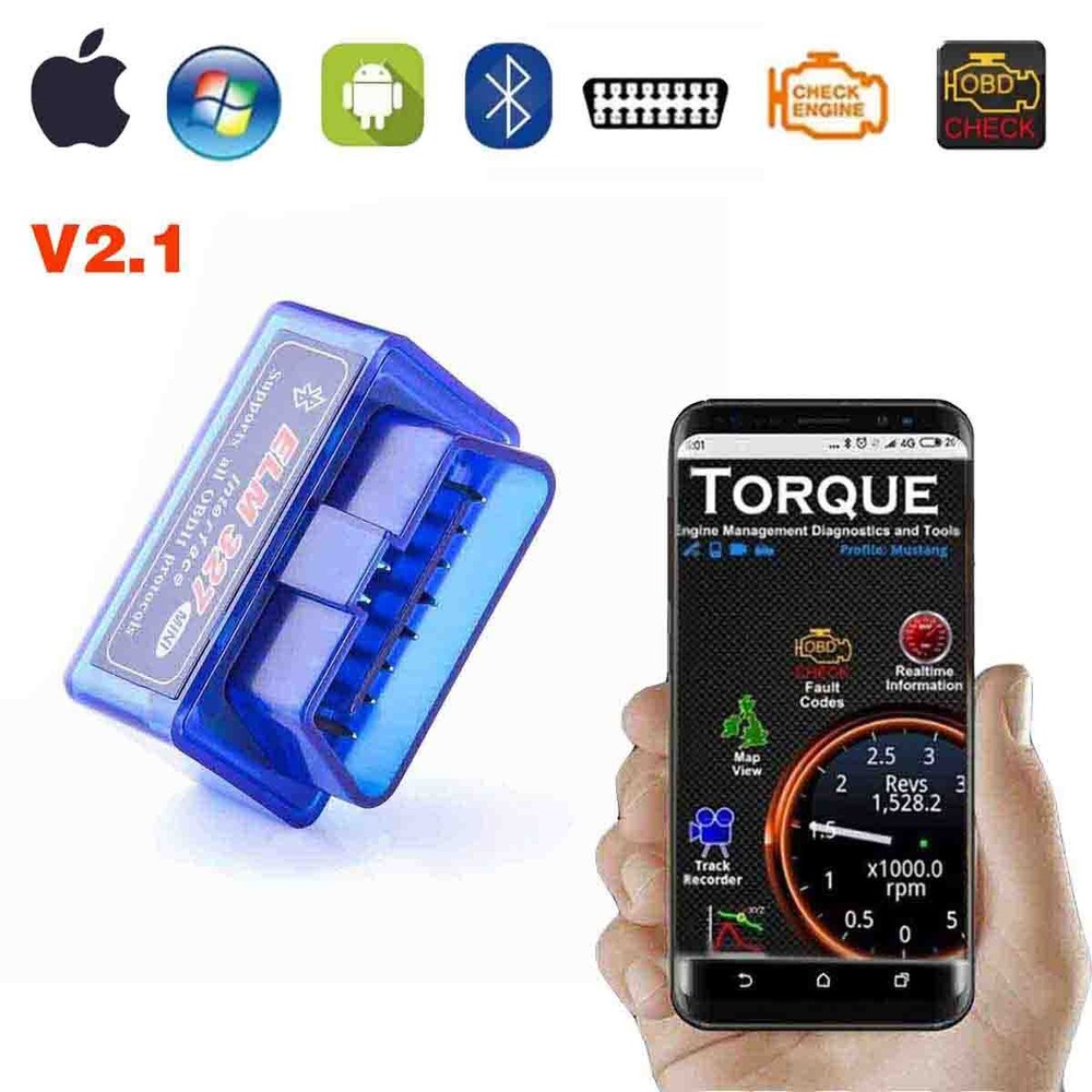 For iPhone OBD2 Car Bluetooth Scanner Code Reader OBDII ELM 327 Read Tool