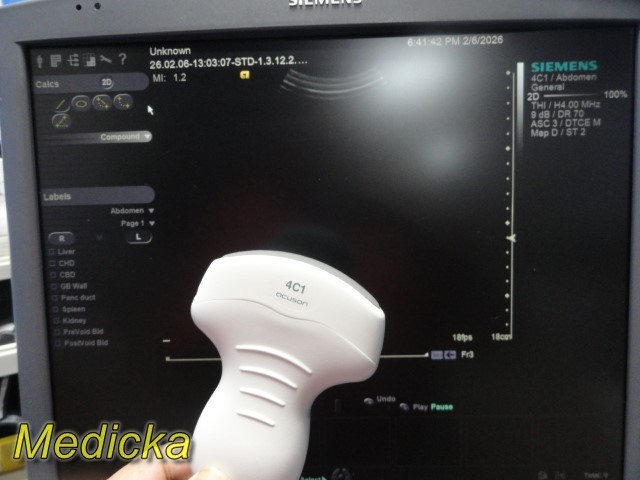 Siemens ACUSON 4C1 Curved Array Ultrasound Probe | Ref 08258525 ~ 39513