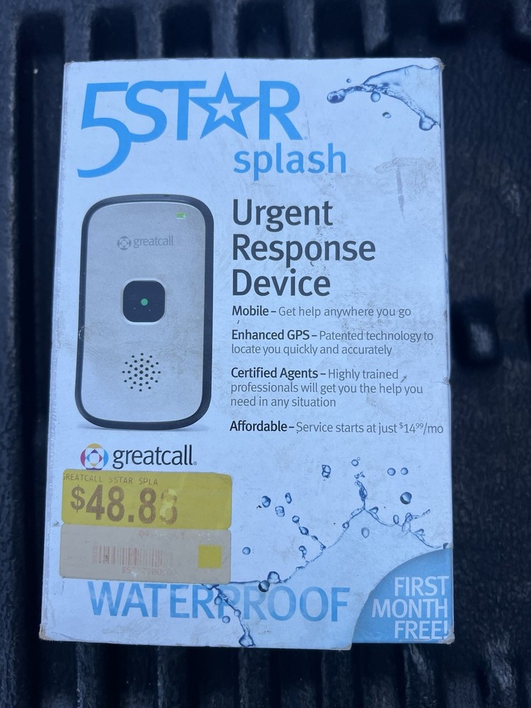 GreatCall 5Star Splash Waterproof GPS Panic Button Alert Device Silver
