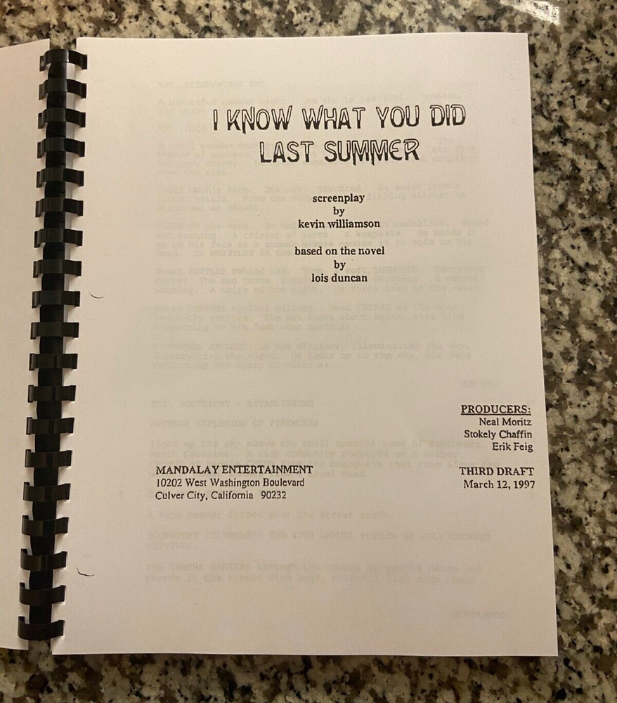 I know what you did last summer Horror Movie Script Reprint Screenplay Script