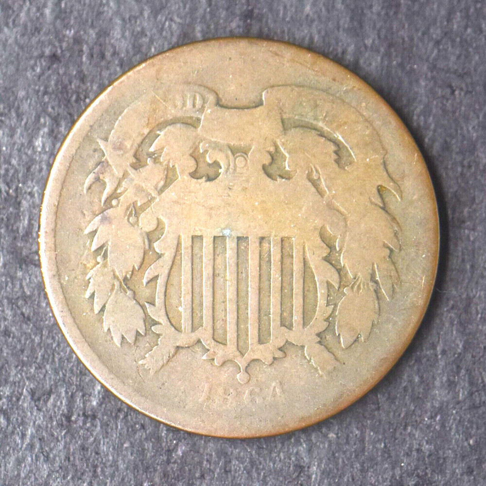 1864 Large Motto 2C Two Cent Piece - COINGIANTS -