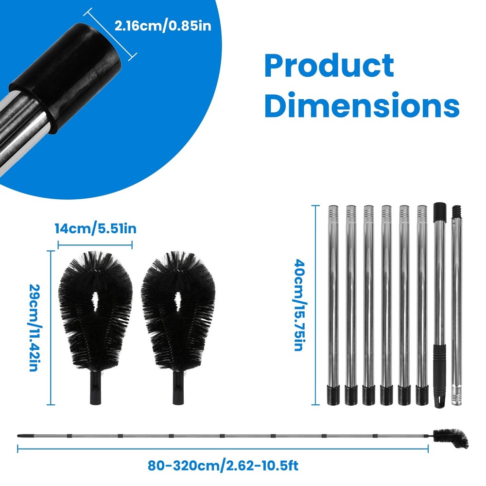 11.5FT Telescoping Gutter Cleaning Brush Tools Extendable Rain Gutter Cleaner