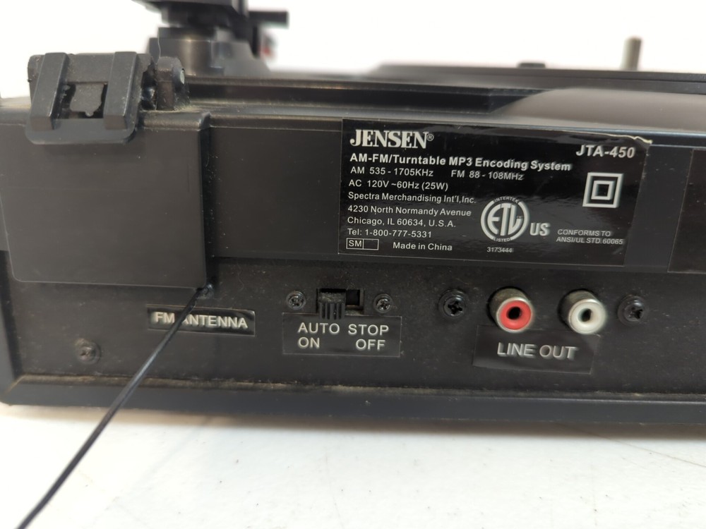 Jensen Record Player JTA-460 Digital Encoding System + AM/FM USB With Manual