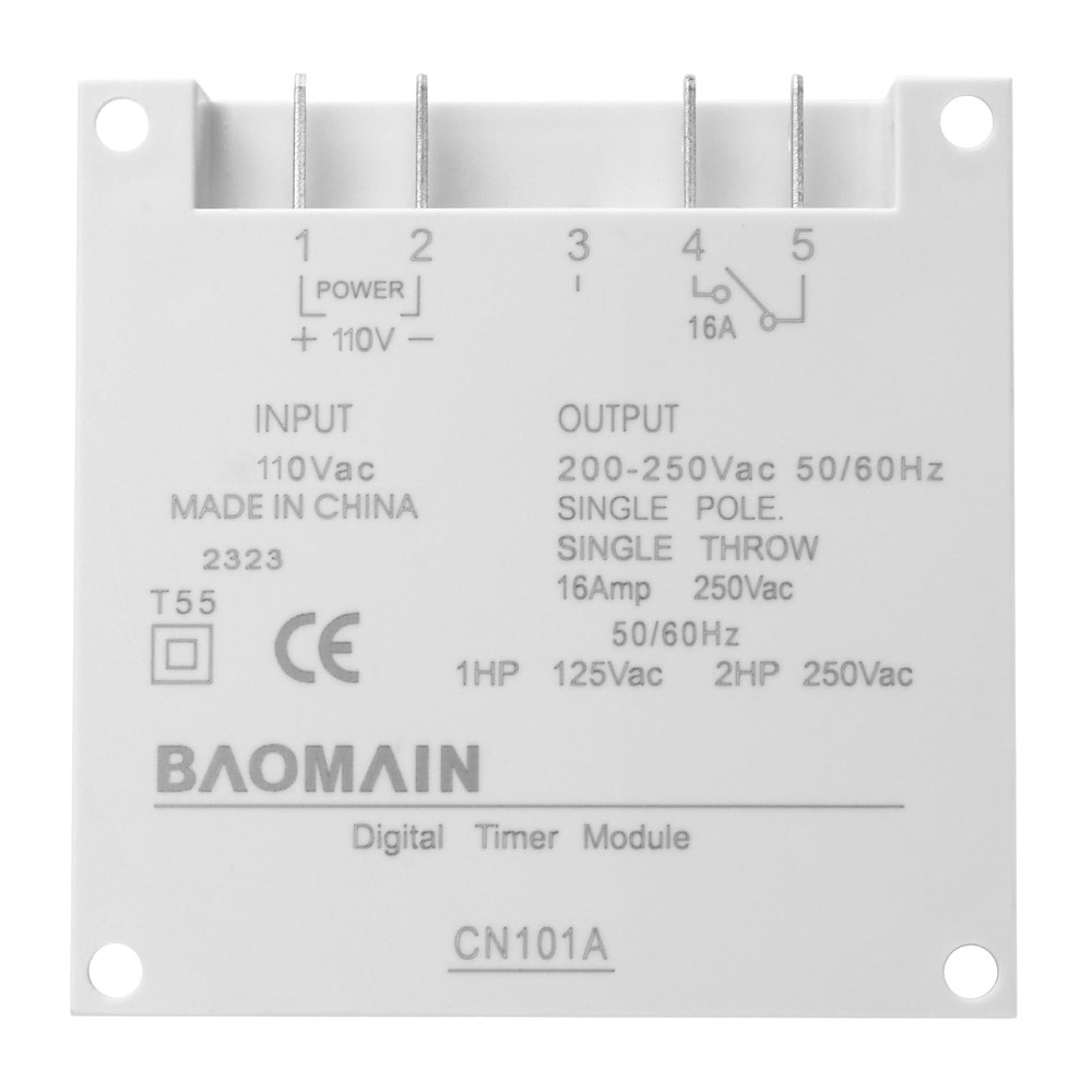 Baomain Time Switch Relay,Digital LCD Programmable Timer,110V AC Timer, White