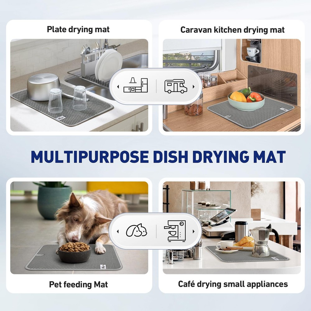14.6*11.8 inch Microfiber Dish Drying Mat,2 Compact Ultra Absorbent Dish Mat ...