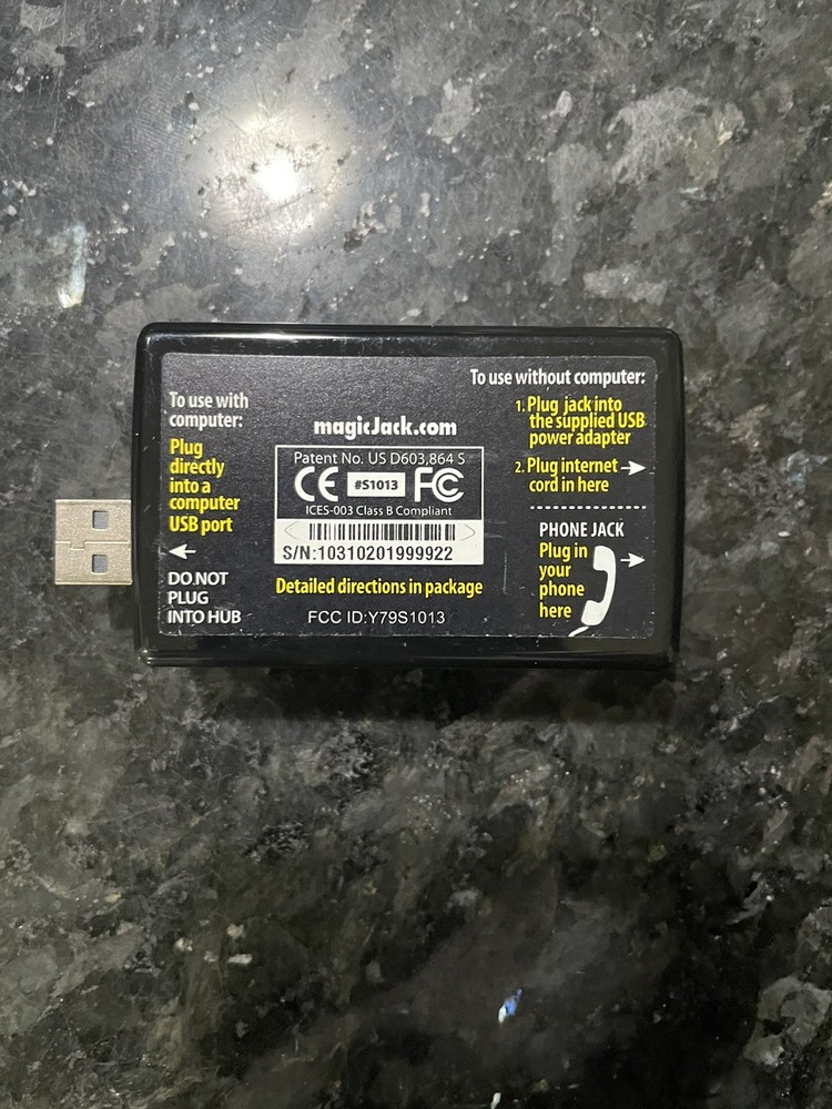 MagicJack Plus Local Long Distance Calling Telephone Unit Device Cable Untested