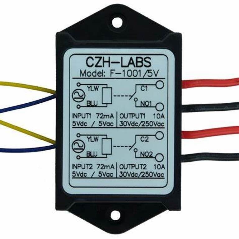 Electronics-Salon 1PCS Dual SPST-NO 10Amp Power Relay Module, AC/DC 24V Control