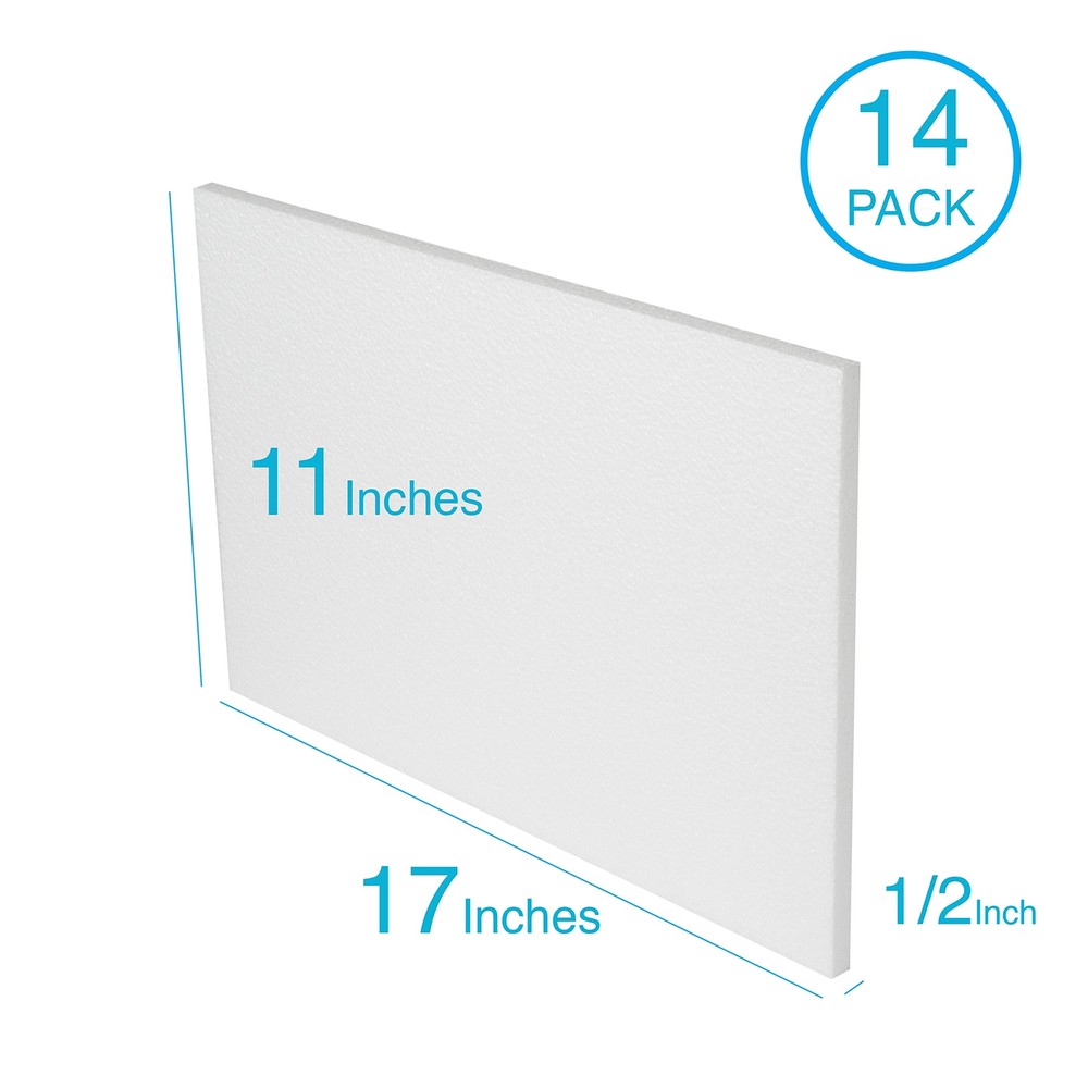 14 Pcs Craft Foam Blocks Rectangle Polystyrene Foam Bricks, 11x17x0.5 Inch