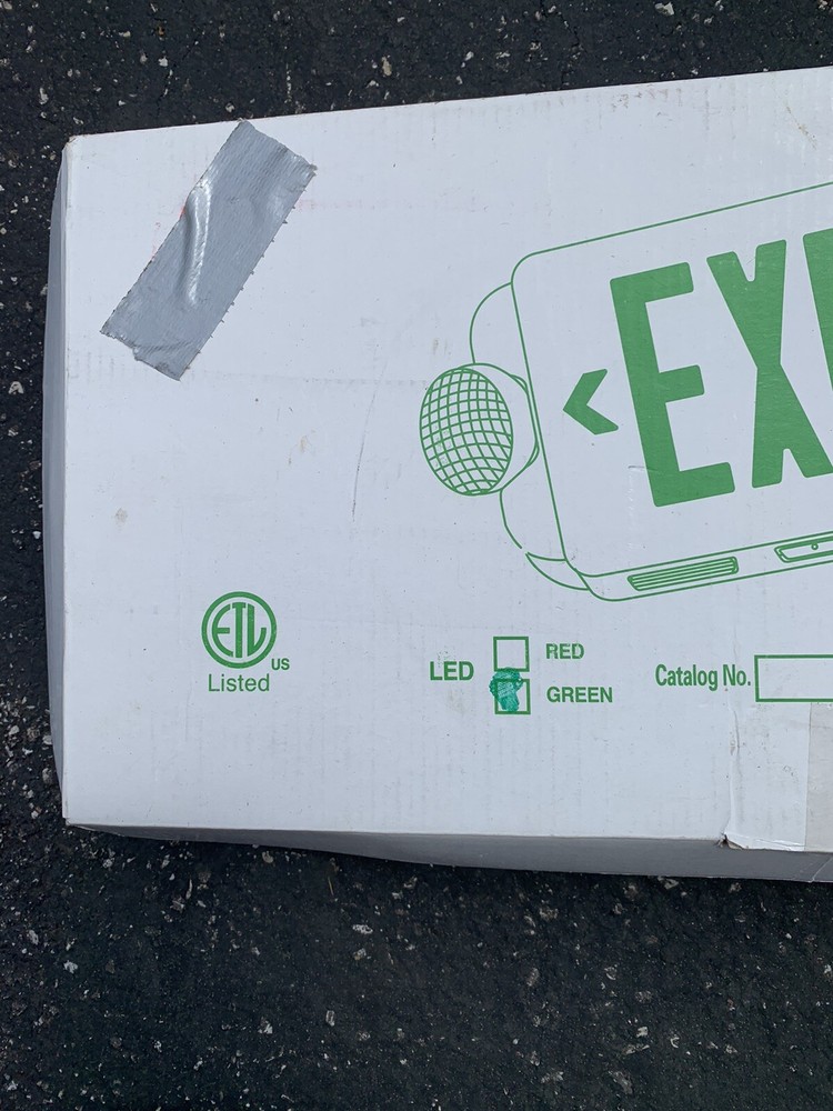 LED Green Exit Sign Emergency Light Adjustable Head Compact Combo ETL listed