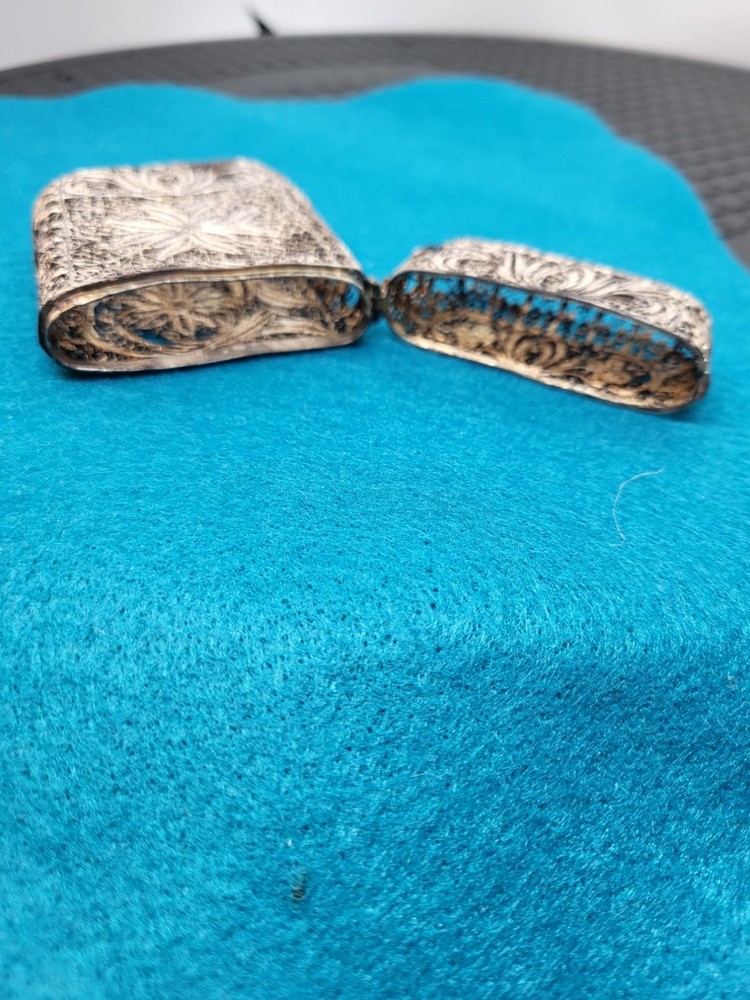 Antique Silver? Filigree Card Case Cigarette Case? Old Scroll Work Two Designs