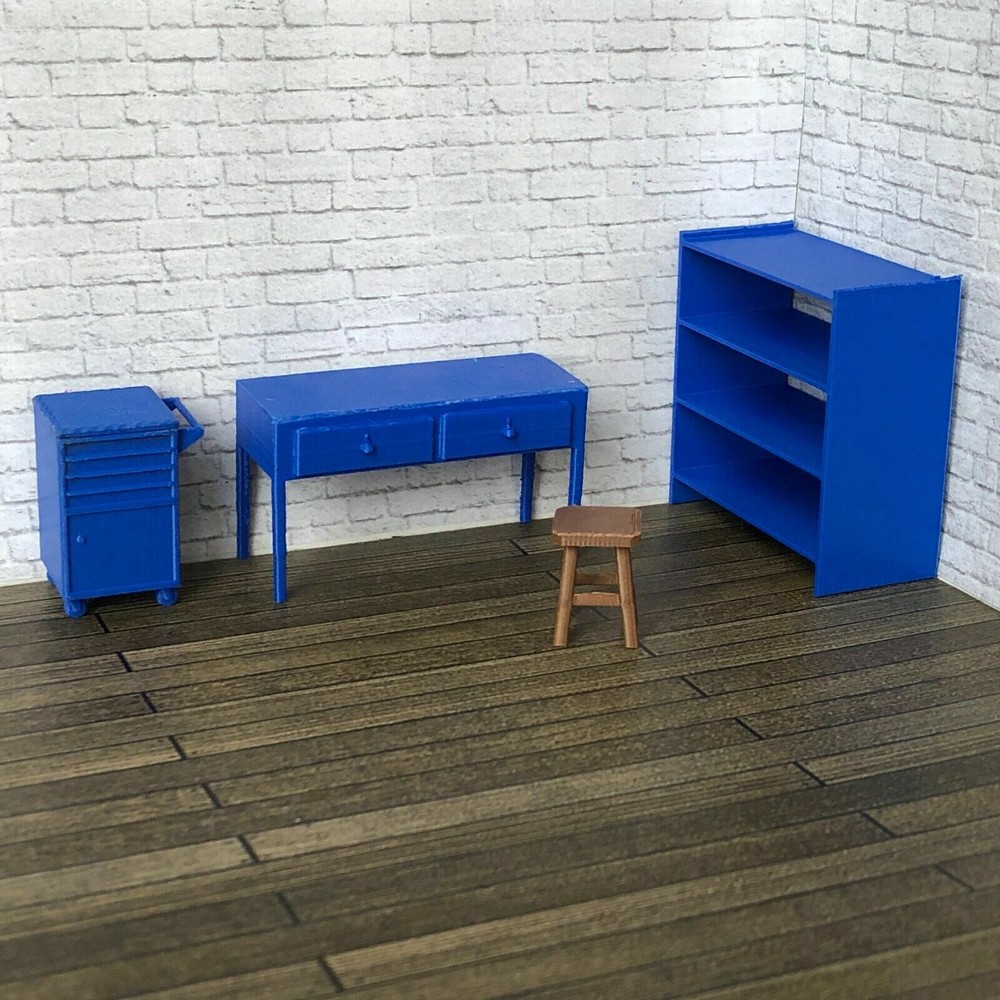 Work Bench with Shelf, Stool & Tool Storage for 1:24 Scale Diorama Garage Kit