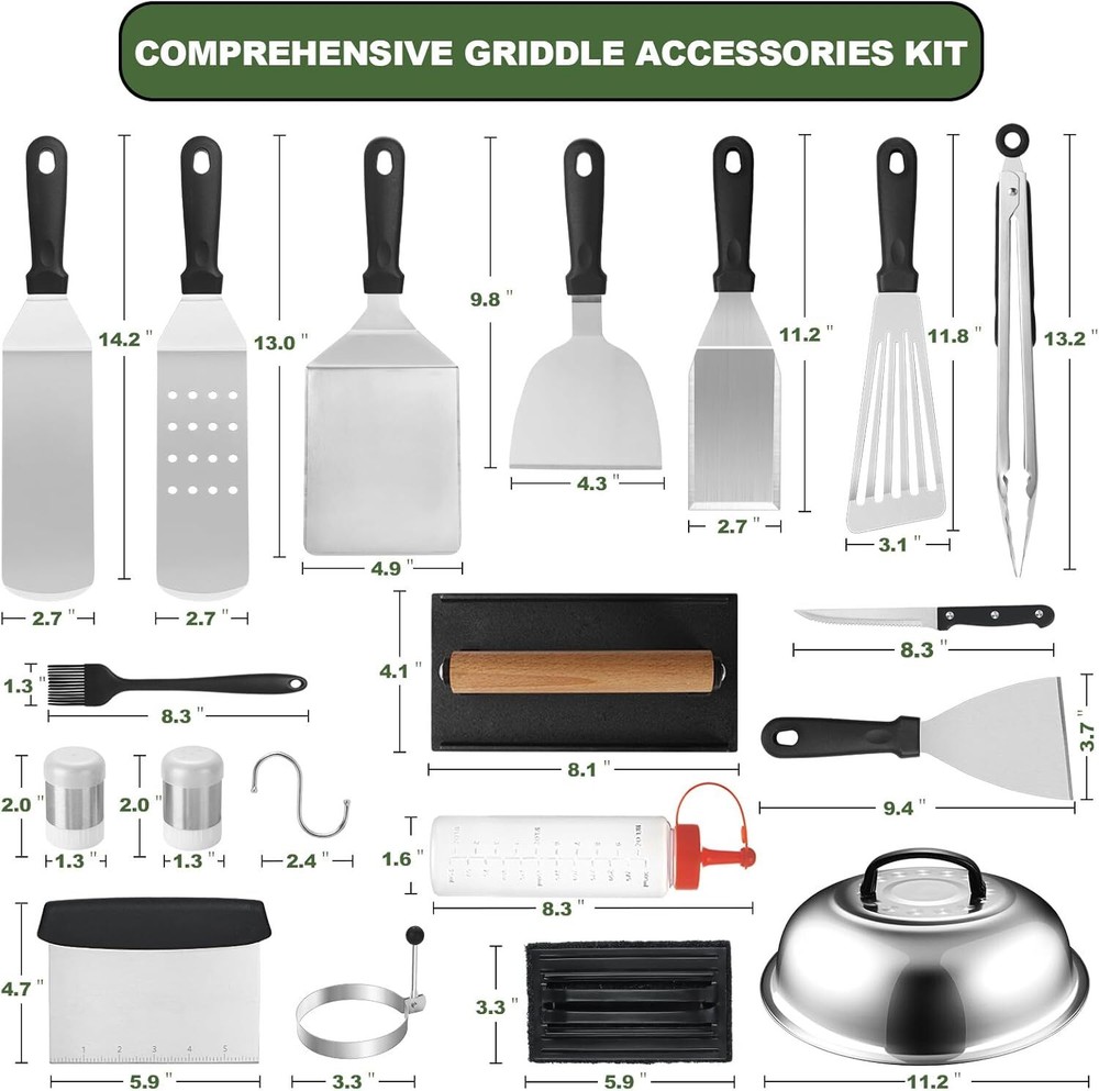 35PCS Griddle Accessory Set, Flat Griddle Accessory Set, Griddle Spatula Set