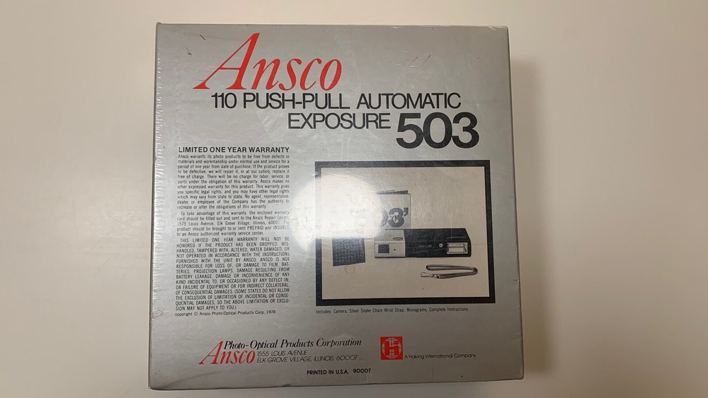 Ansco 503 110 Push-Pull Automatic Exposure W/Built in Flash Camera Vintage