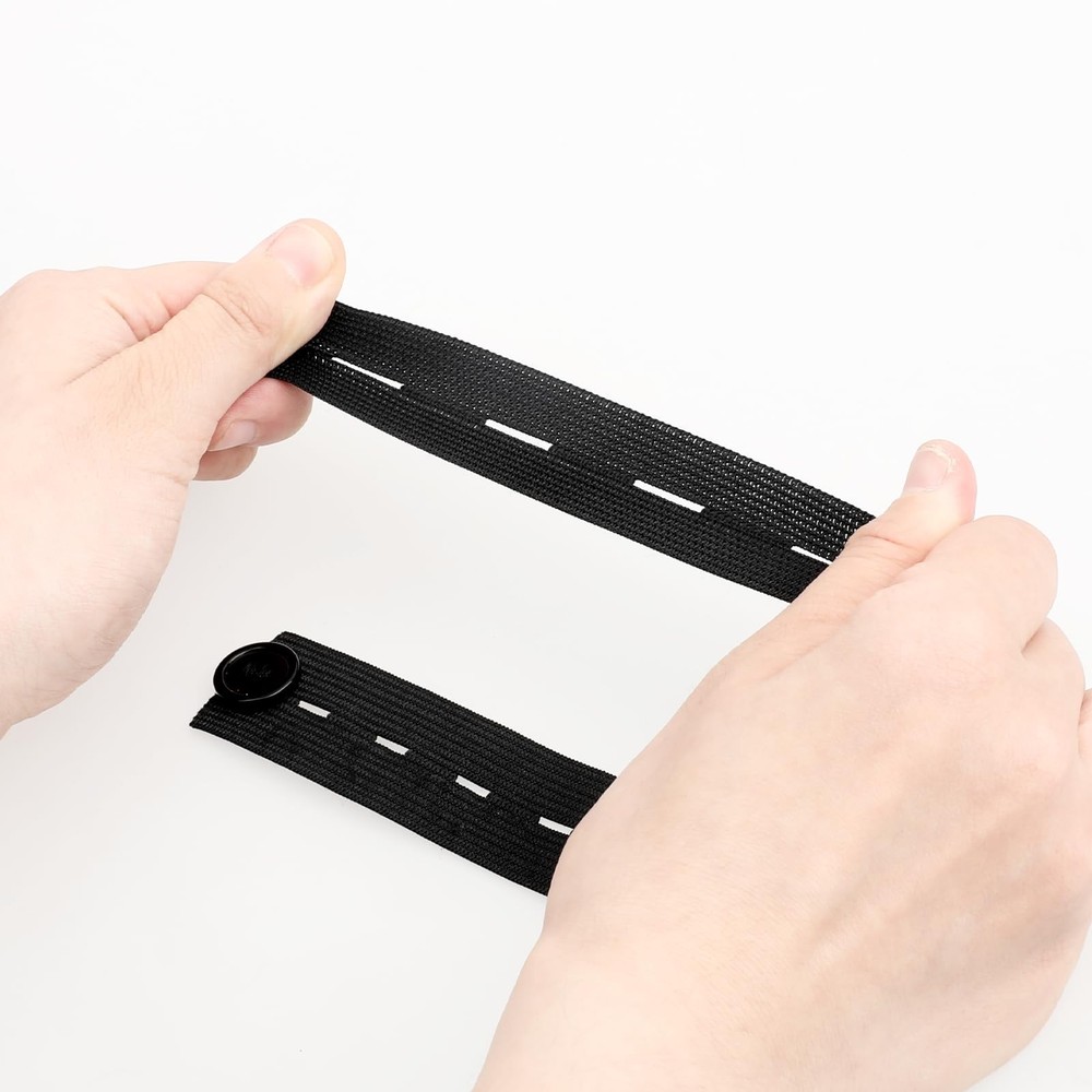 COMNICO 5pcs Waist Extender Button Elastic Comfy Adjustable One Size, Black