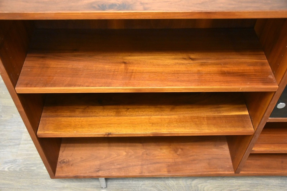 Walnut & Chrome Mid Century Modern Bookcase