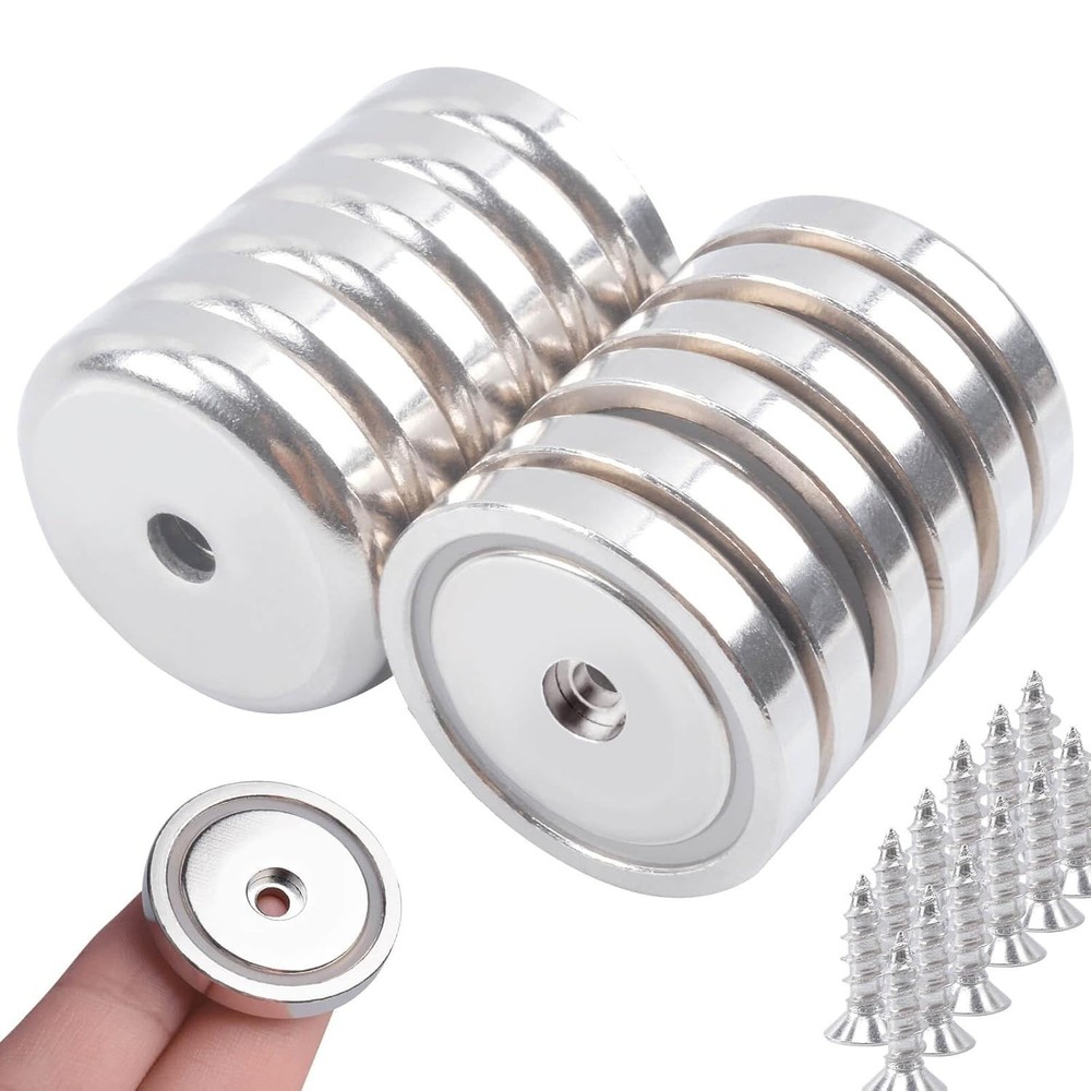 12 Pcs Strong Neodymium Round Base Cup Magnet, 95 lbs Pulling Force 1.26 "32 ...