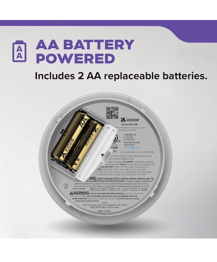 Kidde Smoke & Carbon Monoxide Detector, AA Battery Powered, 2 Pack