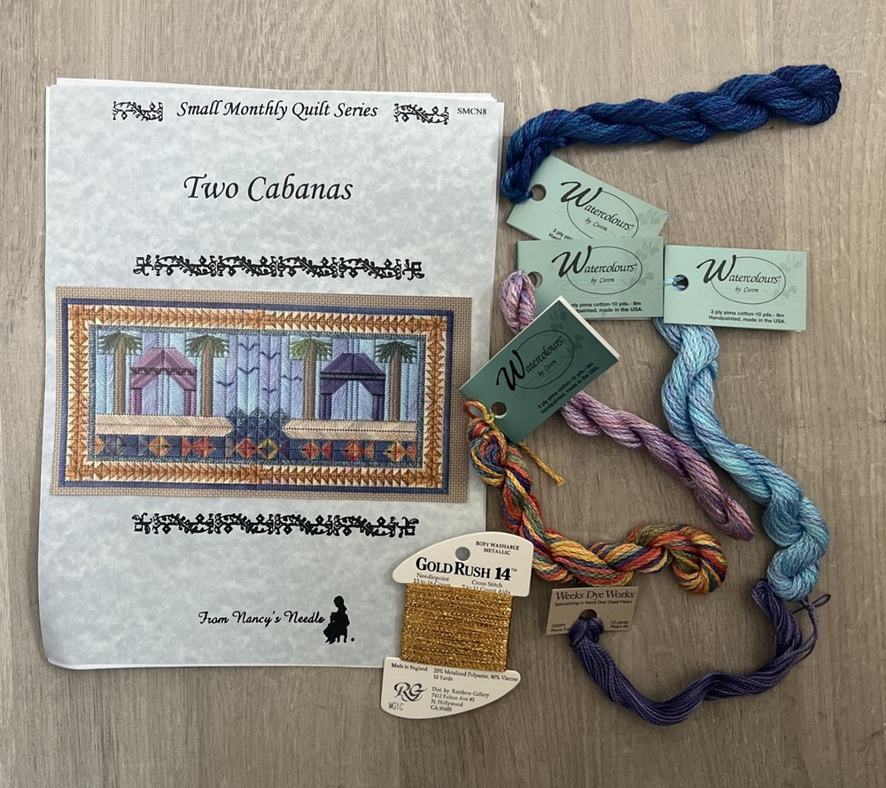 From Nancy’s Needle Quilt Series Two Cabanas Needlepoint Pattern And Some Thread