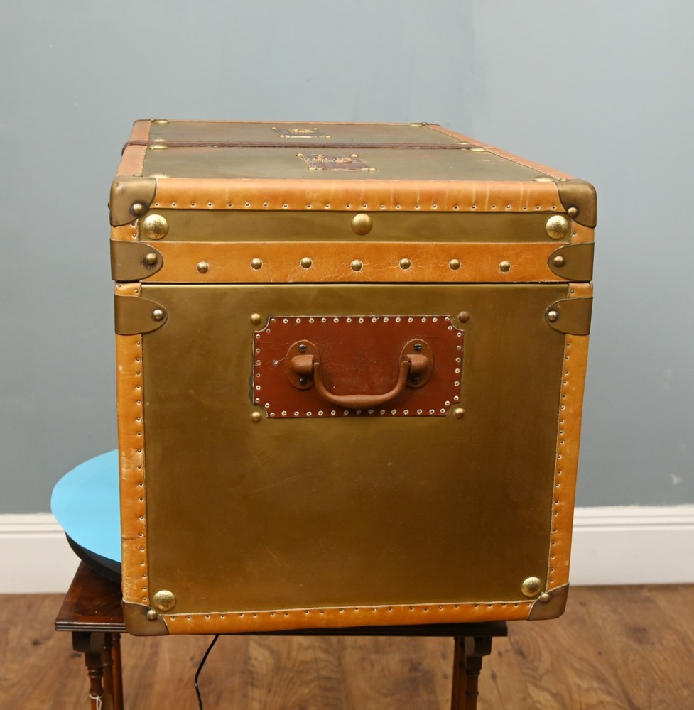 Large Steamer Trunk Box Copper Luggage Case Table