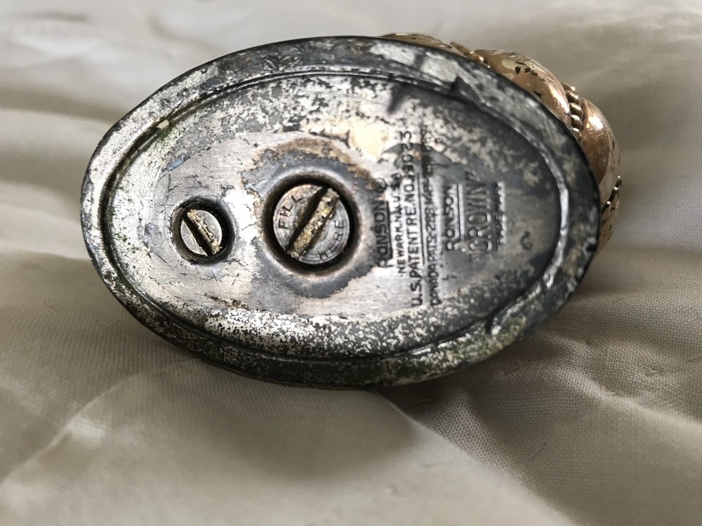 Vintage Antique Ronson "CROWN"  Silver Plate Table Cigarette Lighter