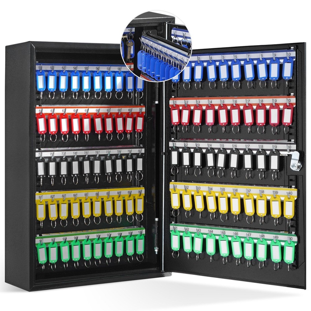 VEVOR 200-Key Cabinet, Key Lock Box with Adjustable Racks, Security Key Storage