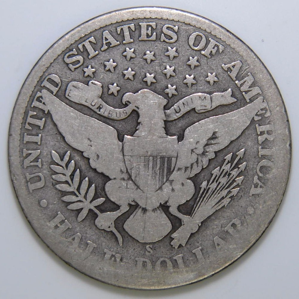 1908-S Barber Half Dollar 50c k470