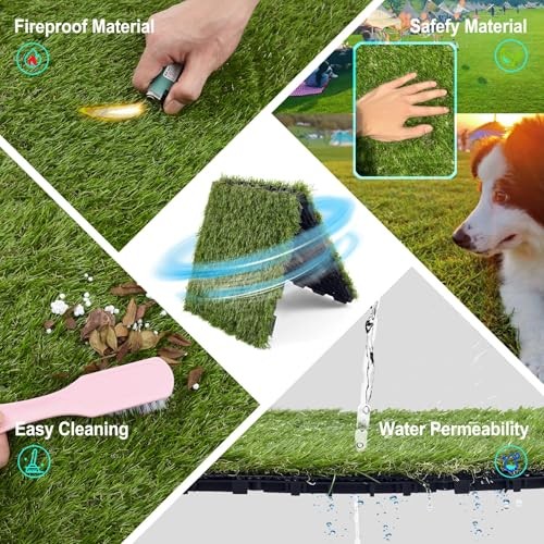 Artificial Grass Turf Tile 12"x12" Synthetic Turf Grass Self-Draining