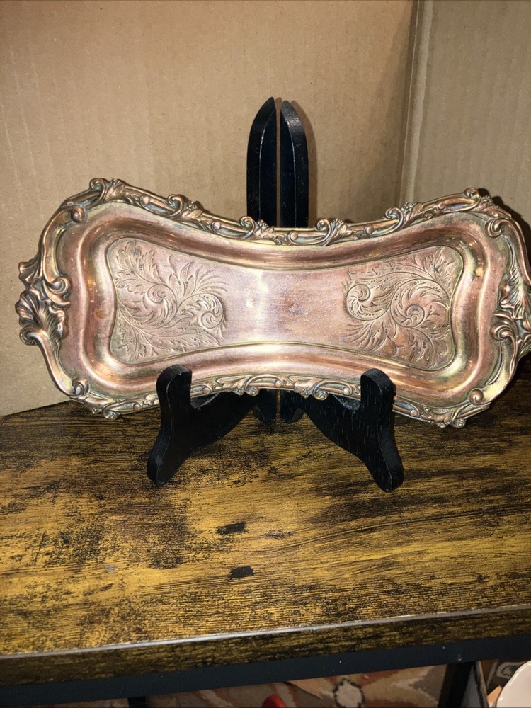 SNUFFER TRAY COPPER PLATE ON SILVER? 9”x4”